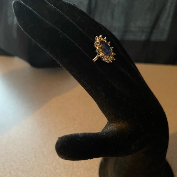 Vintage Blue Glass & Silver Toned Metal Ring Size 6.5 - Picture 4 of 13